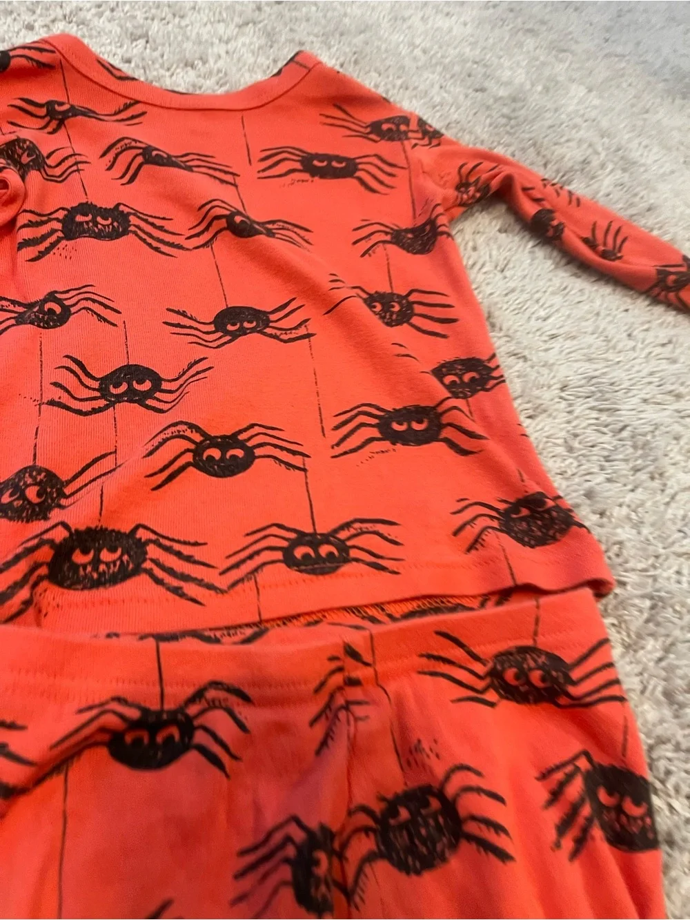 Kids Orange Spider-Print Pajama Set